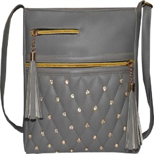 B Brentano Vegan Multi-Zipper Crossbody Handbag Purse with Tassel Accents