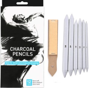 Definite 3Pc Camlin Charcoal Pencil, 2Pc White Pen