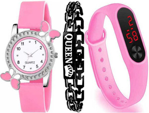 Avanturis Analog Watch For Girls Buy Avanturis Analog Watch For Girls New Stylish Pink Color Butterfly Combo Pack Of 3 Analog Wrist Watch For Girls Online at Best