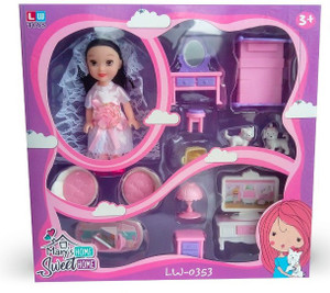 Quasar Sweet Home Doll House Toy Set with Home Kids Accessories