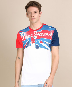 Pepe Jeans Printed Men Round Neck White T Shirt Flipkart