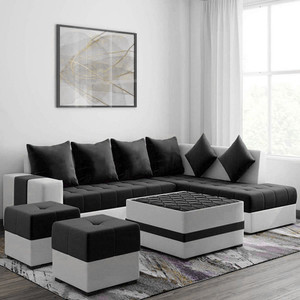 Torque Steffan L Shape 8 Seater Sofa Set with Centre Table and 2