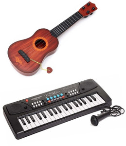 LIBRA Key Piano Keyboard And wooden finish Plastic guitar for kids