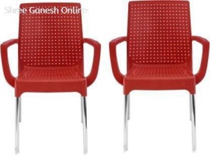 ITALICA ( SHREE GANESH ONLINE ) original seller Work From Home Luxury Chair for Home and Office and dinning ( 2 years Warranty) Pack of 2 (Red) Plastic Cafeteria Chair