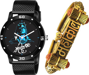 JRM FASHION Black Dial Black Pu Strap MEN 583 MAHAKAL GLD WRIST