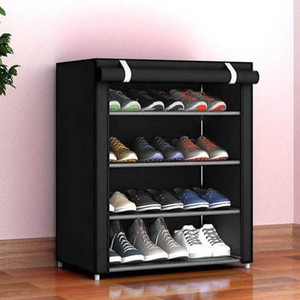 KOnlineShop Shoe Rack 4 Layer Plastic Collapsible Shoe Stand