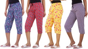 Cotton Capri Night Pyjamas Nightwear Capri for Girls Printed 34 Pyjama  combo pack of 3