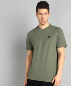 ADIDAS Solid Men Round Neck Green T Shirt Buy ADIDAS Solid Men