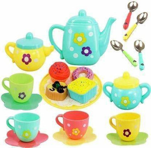 SR Toys Plastic Pretend Tea Set Toys Multi color Plastic Pretend
