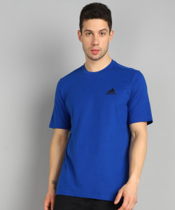 ADIDAS Solid Men Round Neck Blue T Shirt Buy ADIDAS Solid Men Round Neck Blue T Shirt Online at Best Prices in India Flipkart