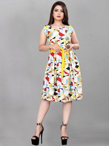 CORVUS Women Fit and Flare Multicolor Dress Buy CORVUS Women Fit