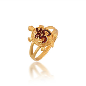 DULCI Gold Plated Brass Spiritual Symbol Om Aum on Tortoise Turtle