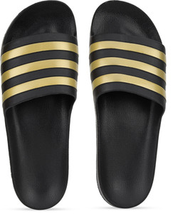 Adidas adilette black and gold deals