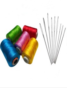 Goelx Shiny Soft Silk Thread for Beading, Tassel Making and Jewellery  Making - Orange,Black,Peacock Blue