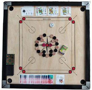 HACKERX Matte large Carrom Board with 52 Card Wooden Coins