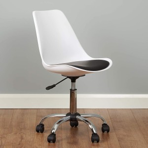 Flipkart Perfect Homes Height-Adjustable Stylish Modern Rotary Arm Office Study Desk Chair for Salon, Spa, Bar, Medical, Kitchen in White & Black Color Leatherette Office Executive Chair