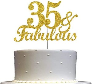 ZYOZI Fabulous & 35 Cake Topper Gold Glitter, 35th Birthday Party Decoration  Ideas, Premium Quality, Sturdy One Sided Glitter, Wooden Stick. Edible Cake  Topper Price in India - Buy ZYOZI Fabulous 