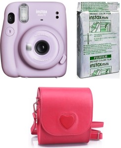 FUJIFILM Instax Mini 11 Camera with 10X1 Film With Heart-Shaped Pouch Instant Camera(Purple)