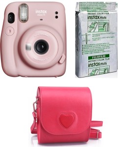 FUJIFILM Instax Mini 11 INSTAX Mini 11 Camera with 10X1 Film With Heart-Shaped Pouch Instant Camera(Pink)