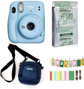 FUJIFILM Instax Mini 11 Instant Camera Mini 11 Instant Camera with 10 sheets film roll + camera case + bunting1 Instant Camera(Blue)