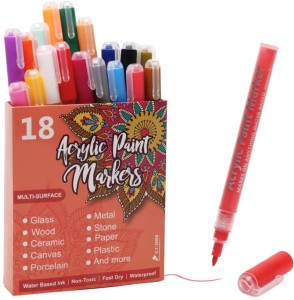 Set of 18 Multi-Surface Acrylic Paint Markers