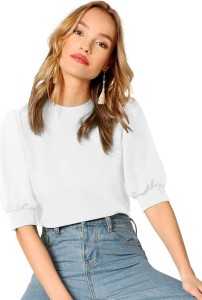 Dream Beauty Fashion Casual Solid Women White Top - Buy Dream Beauty Fashion Casual Solid Women White Top Online at Best Prices in India | Flipkart.com
