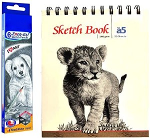 SKYGOLD A5 SKETCH BOOK 140 GSM WITH CAMLIN DRAWING PENCIL SET  COMBO ART SET FOR ARTISTS - ART SET