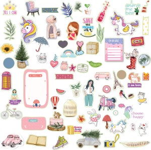 PrettyBuggy Journal Stickers 61 pcs Quote Style Diary Notebook