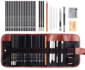 17x22 x 1.5 Florence Advanced Art Bag Black. Soft Portfolio Carry with Full Length Dual Running Zipper & Interior Zippered Pencil / Brush Pouch 