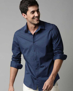 Dark blue shirt light grey pants sales