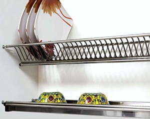 Over the Sink Dish Drying Rack -2 Tier Stainless Steel Large Kitchen Rack  Dish Drainers for Home Kitchen Counter Storage, Shelf with Utensil Holder,  Above Sink Non-Slip Shelves Organizer 