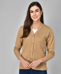 SatSun Solid V Neck Casual Women Beige Sweater Flipkart