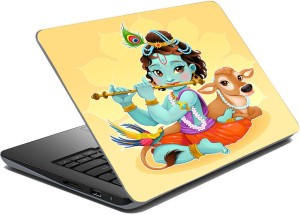 BPDESIGNSOLUTION Krishna Printed Full Panel Laptop Skin Sticker Vinyl Fits Size Up to 15 inches No Residue, Vinyl Laptop Decal 15.6