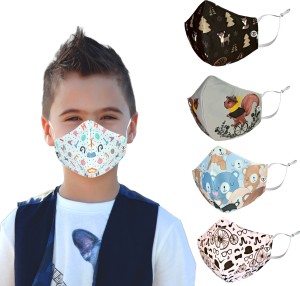 SUBHUSHA SUPER SAFETY 3 Layer Cotton Digital printed kids mask combo pack Reusable Washable Breathable Skin Friendly Soft Cotton Fabric Face Mask with Adjustable Ear loops for Boys Girls Children Babies (Anti Pollution Mask , Anti Viral Mask , Anti Bacterial Mask ) (School Mask , Outdoor Mask , Kids Party Mask) (Child Mask , Kids Mask 3 years, Kids Mask 4 years , kids Mask 5 years , kids mask 6 years , kids mask 7 years , kids mask 8 years , kids mask 9 years , kids mask 10 years up to 14 yrs ) DP-01 Digital Print Reusable, Washable Cloth Mask