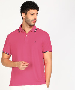 TOMMY HILFIGER Solid Men Polo Neck Pink T Shirt Buy TOMMY