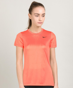 Buy NIKE Solid Women Round Neck Orange T Shirt Online at Best