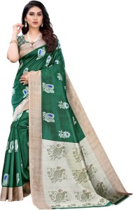 SAARA Printed, Floral Print Kanjivaram Cotton Silk Saree