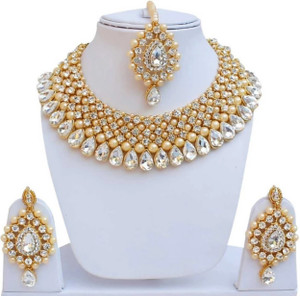 Girlyfashion Mother of Pearl Silver Jewellery Set Price in India