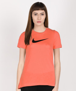 NIKE Solid Women Round Neck Orange T Shirt Buy NIKE Solid Women