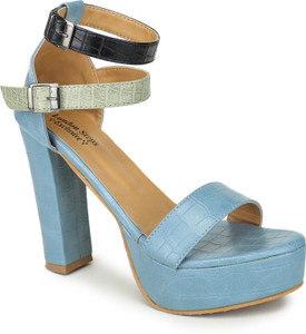 Blue thick heels cheap