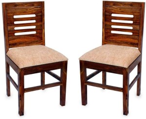 Taskwood Furniture Premium Quality Dining Chair Set Of Two, Cushion :- Cream Solid Wood Dining Chair