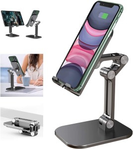 REEPUD Cell Phone Tablet Stand, Fully Foldable, Adjustable Desktop Phone Holder Mobile Holder