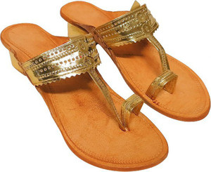 Golden colour chappals sales