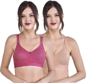 Buy Alishan Red and Pink Lace Minimizer Non Padded Bra Bra - 42C