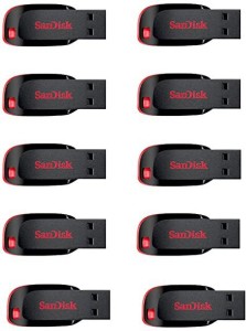 SanDisk curzer blade ( pack of 10 ) 32 GB Pen Drive(Black, Red)