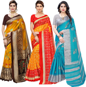 Buy Samah Self Design Madhubani Cotton Silk Multicolor Sarees