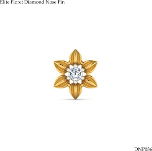 LORDS JEWELS Elite Floret Diamond Nose Pin 18kt Diamond Yellow Gold Stud
