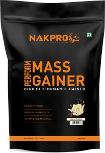 Nakpro Perform MassGainer High Protein&High Calorie ProteinPowder Supplement 1Kg Vanilla Weight Gainers/Mass Gainers