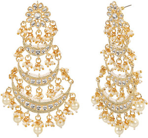 Flipkart Buy Muchmore Gold Plated 3 Layer Beaded Chandbali Earrings with Kundan and Pearl Work Traditional Jewellery for Girls Women Beads Alloy Chandbali Earring Online at Best Prices in India