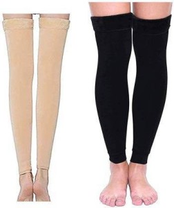 2 Pairs Fleece Leg Warmers Women Over Knee Winter Thick Fleece Lining  Elastic